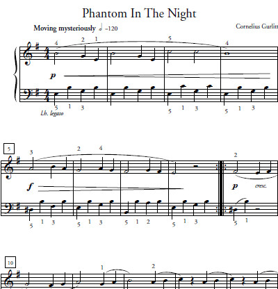 Phantom In The Night Sheet Music and Sound Files for Piano Students